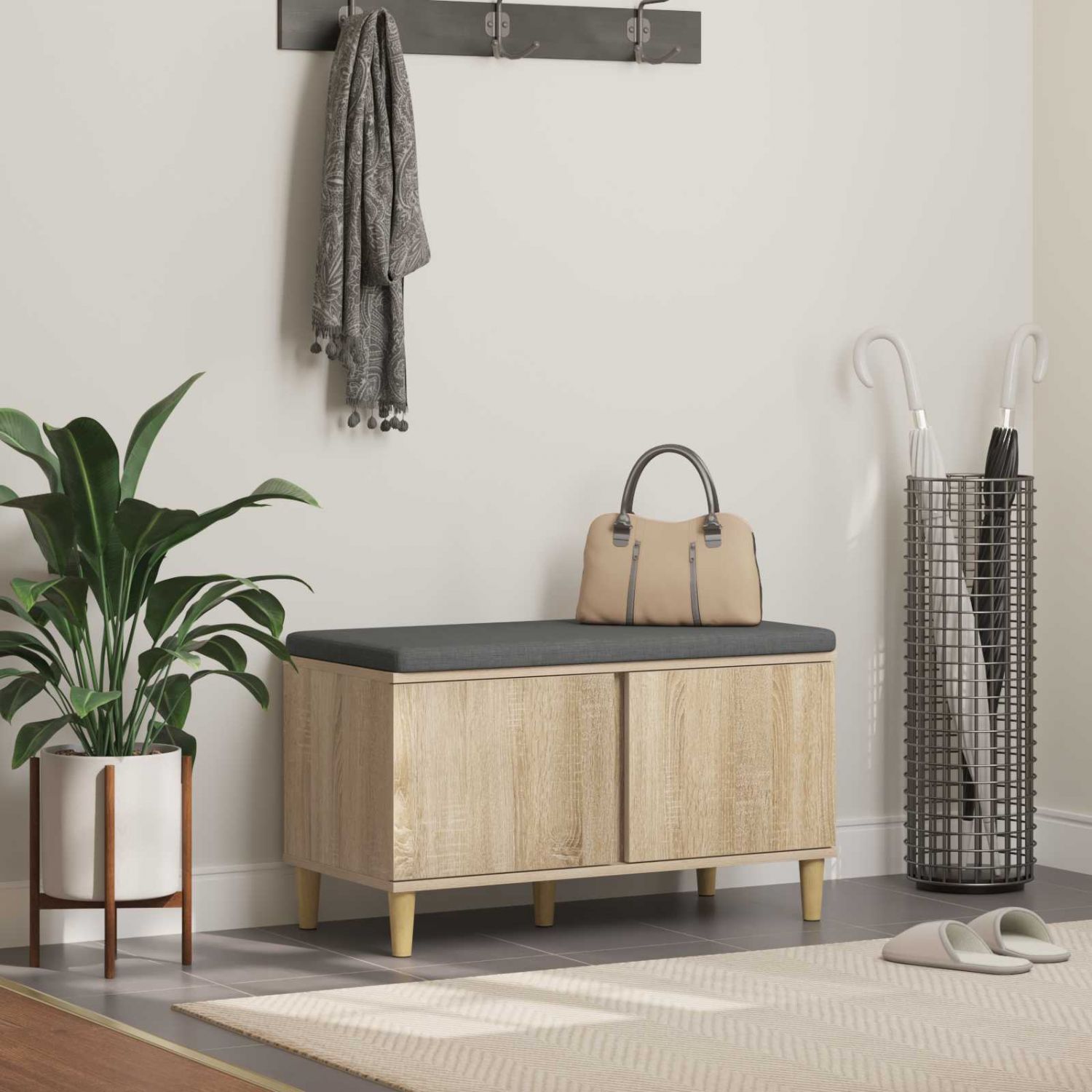 Hallipink padjaga ladustamisega Sonoma tamm 60 x 38 x 46 cm