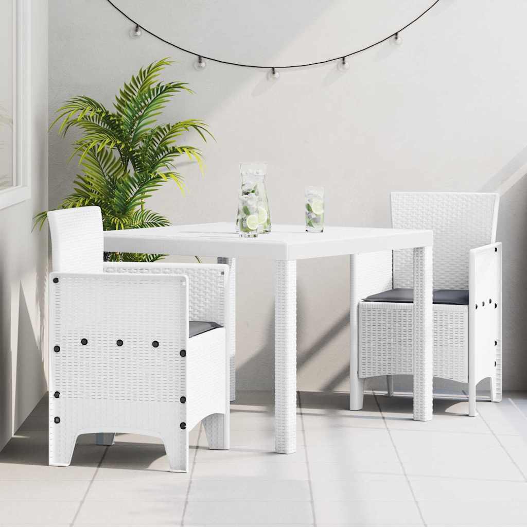 Aia söögilaudade komplekt 3 pcs Valge Polt rattan