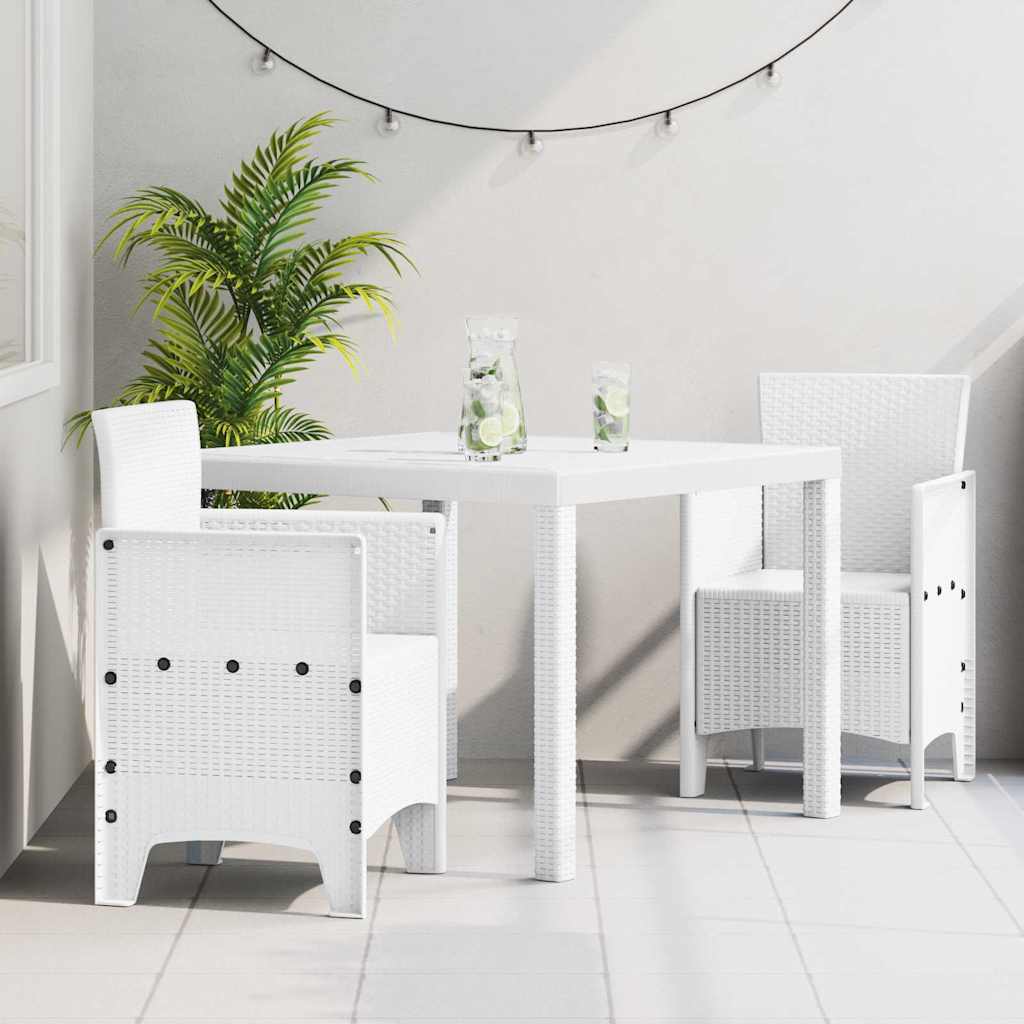 Aia söögilaudade komplekt 3 pcs Valge Polt rattan