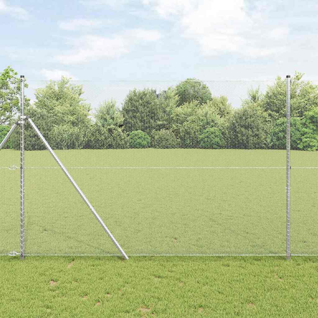 Aed koos postidega Hõbedane 1.6 x 10 m PVC kaetud teras