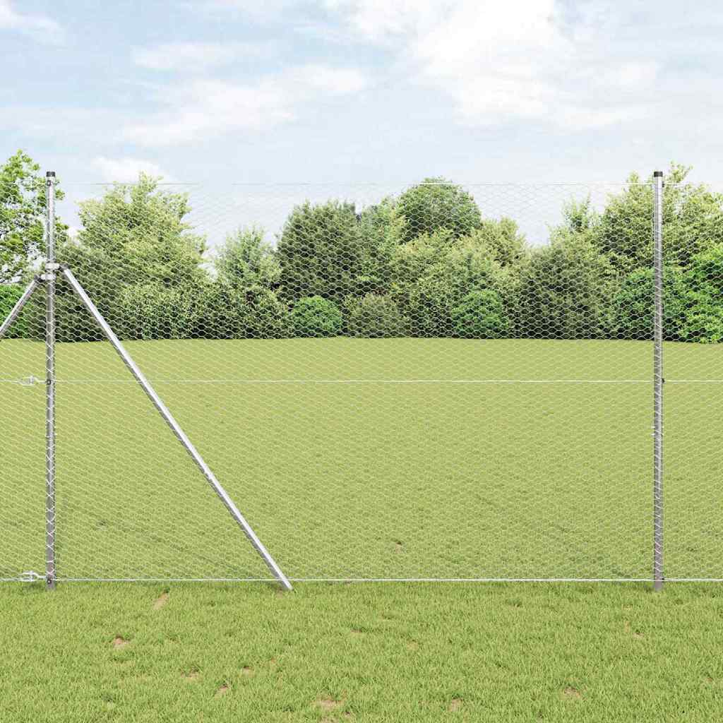 Aed koos postidega Hõbedane 1.6 x 10 m PVC kaetud teras