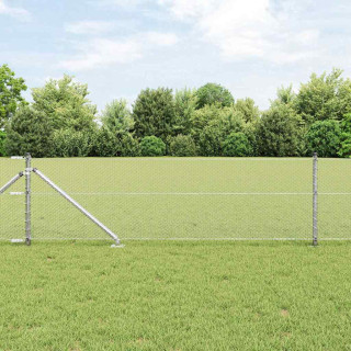 Aed koos postidega Hõbedane 0.6 x 25 m PVC kaetud teras