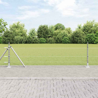 Aed koos postidega Hõbedane 0.5 x 10 m PVC kaetud teras