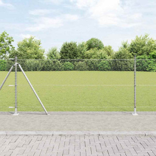 Aed koos postidega Hõbedane 0.8 x 25 m PVC kaetud teras
