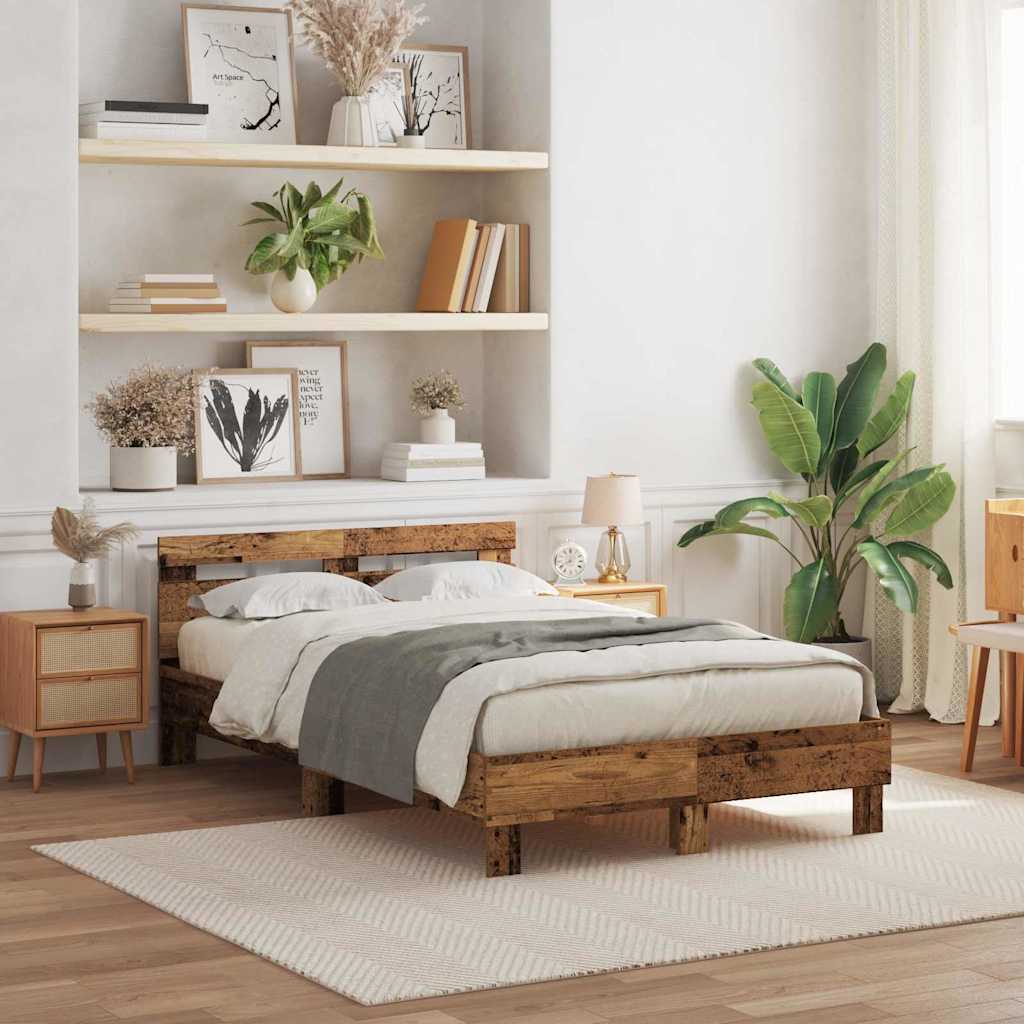 Voodi raam peaga Vana puit 120 x 190 cm Tehispuit