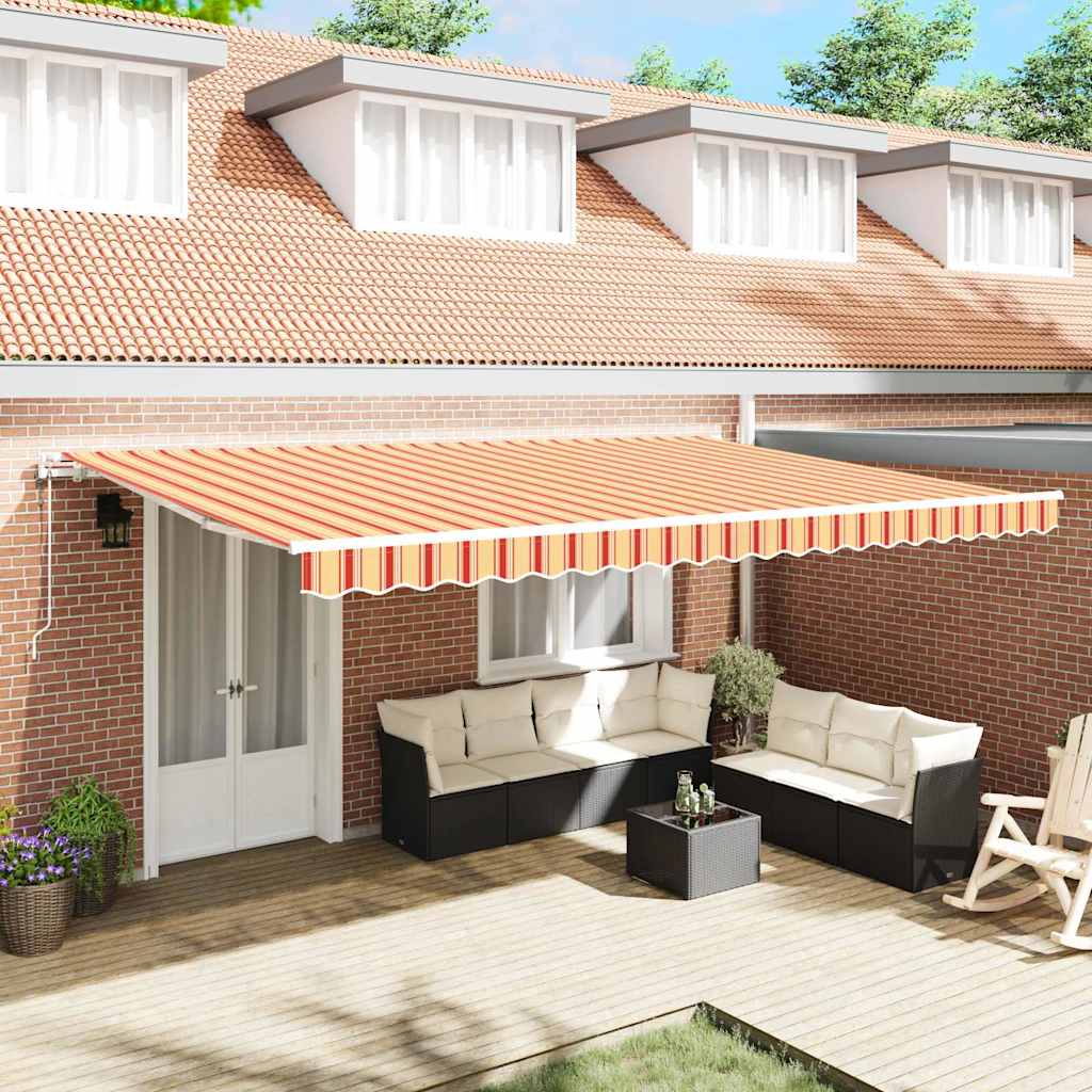 Käigukohandatav varikatus 500 × 350 cm kollane ja oranž