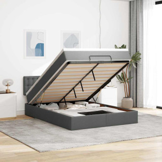 ottomani voodi madratsita ja LED, tumehall, 140x190cm, kangas