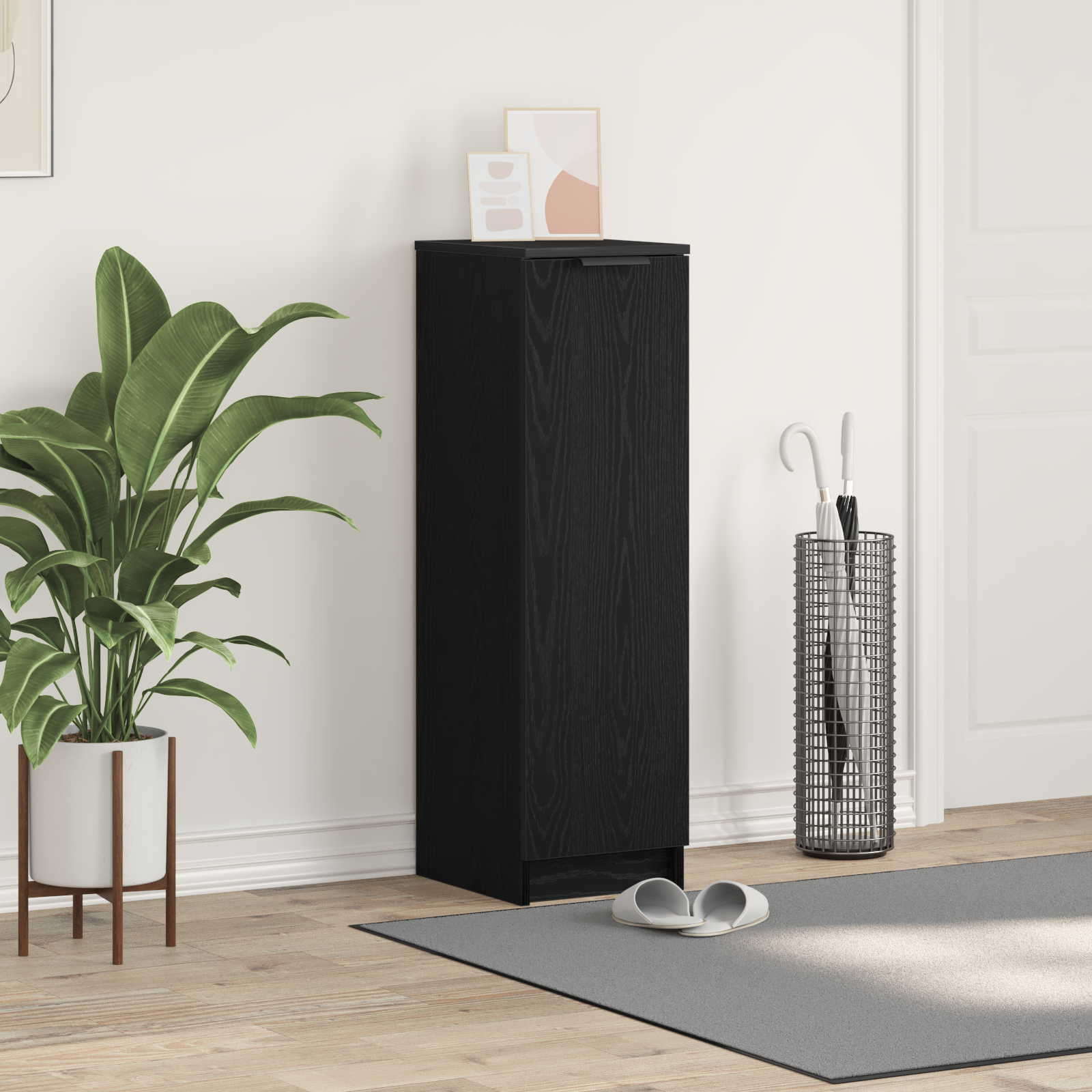 Шкаф для обуви из черного дуба, 29,5x35x100,5 см, искусственное дерево