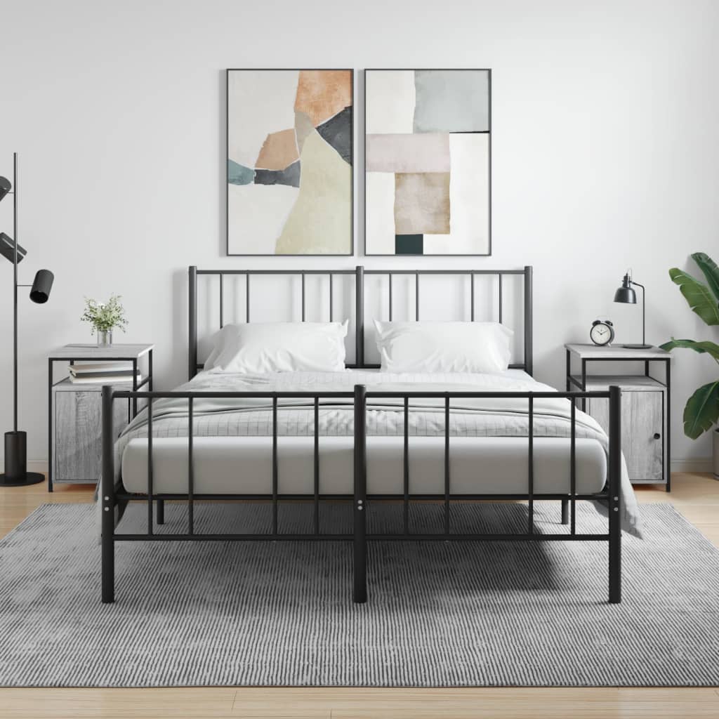 Тумбочки прикроватные 2 шт, серый дуб Сонома, 40x42x60 см, ДСП