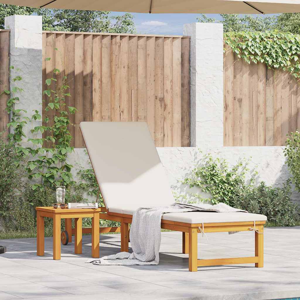 Шезлонг с приставным столиком из массива акации