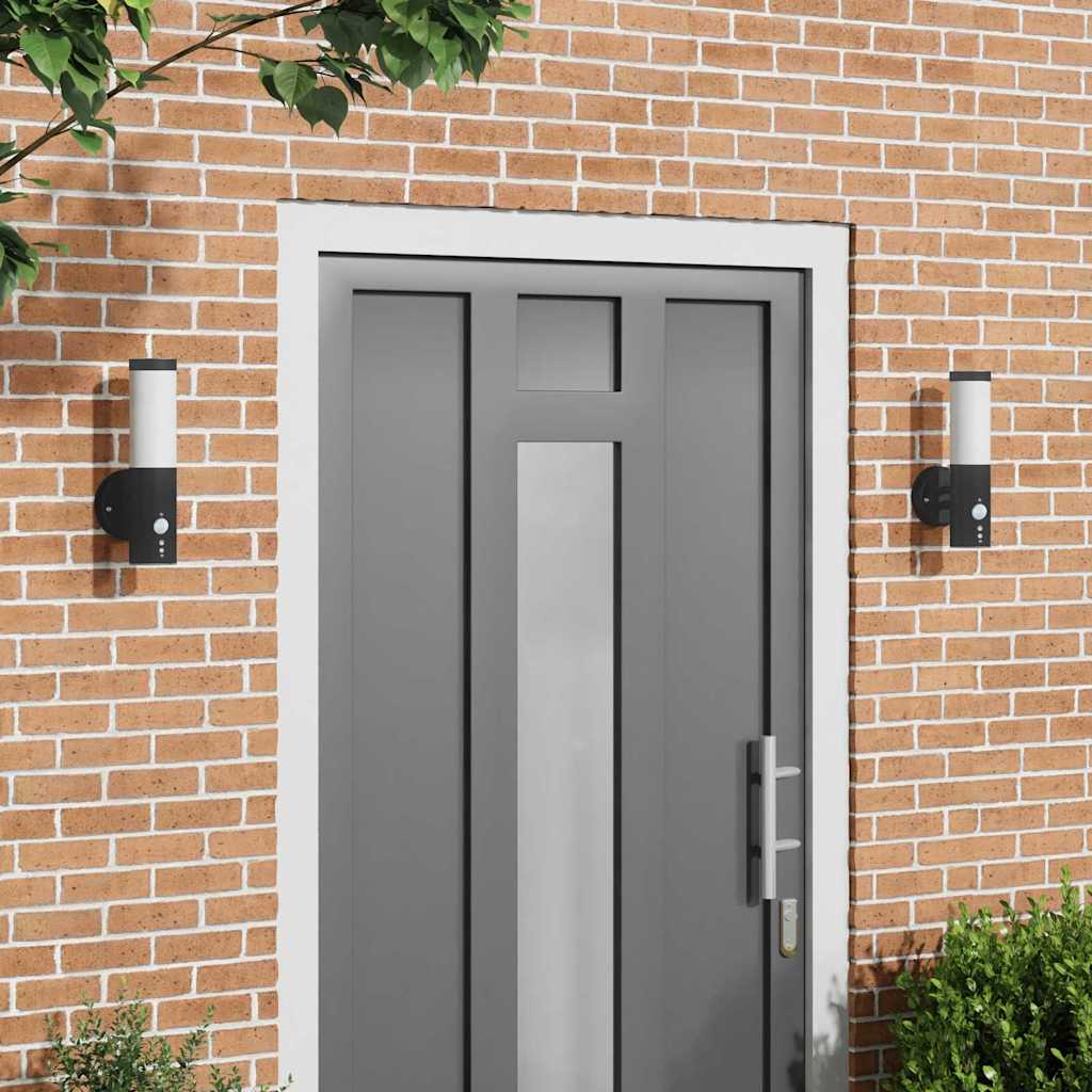 välikorruse lamp koos sensoriga 2 tk Must Roostevaba teras IP44