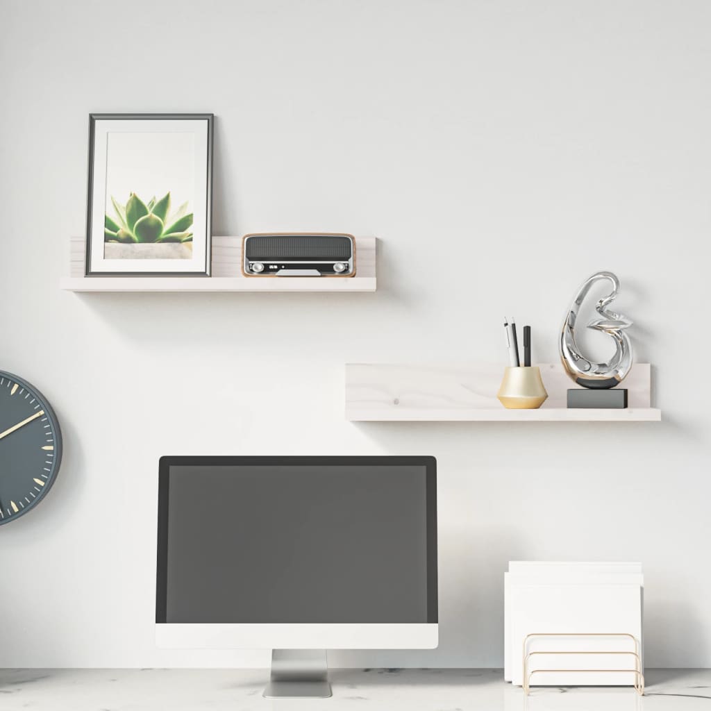 seinariiulid 2 tk, valge, 50 x 11 x 9 cm, männipuit