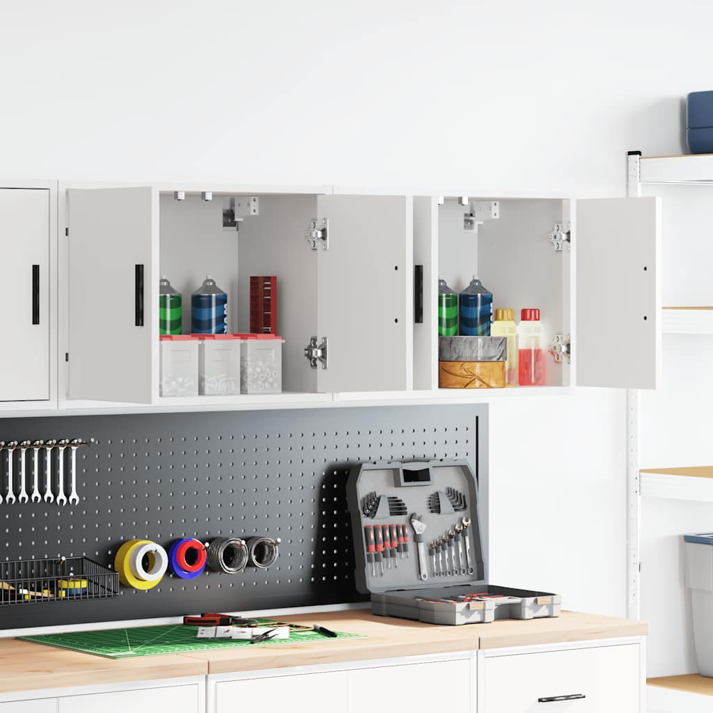 garaaži seinakapid 2 tk, valge, tehispuit