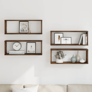 настенные полки-кубы 4 шт. дымчатый дуб 60x15x23 см искусственное дерево