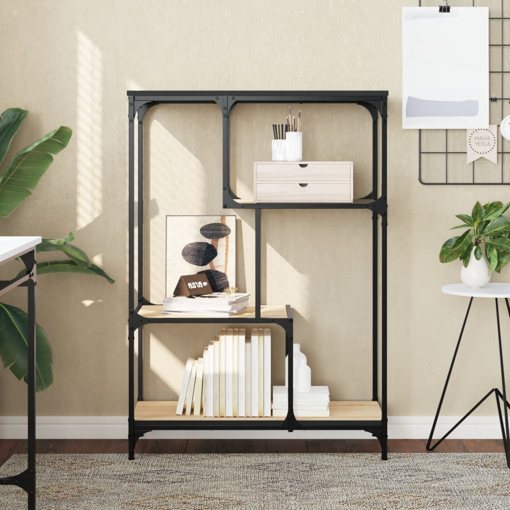 Книжный шкаф, дуб Сонома, 81x36x115 см, ДСП и сталь