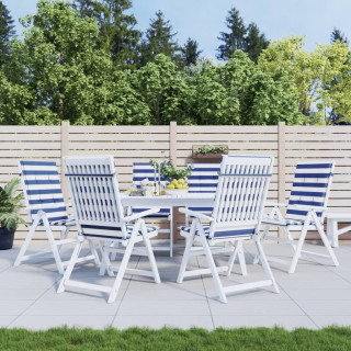 Высокие подушки для стульев 6 шт, сине-белая полоска, ткань