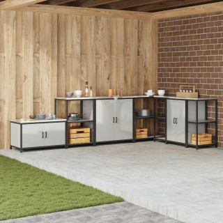 Hõbedane köögiriiul riiuliga, 60 x 50 x 92 cm