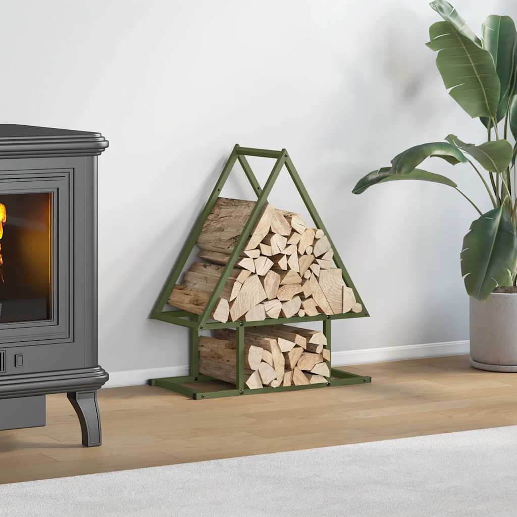 Дровница оливково-зеленая 50x25x60 см из холоднокатаной стали