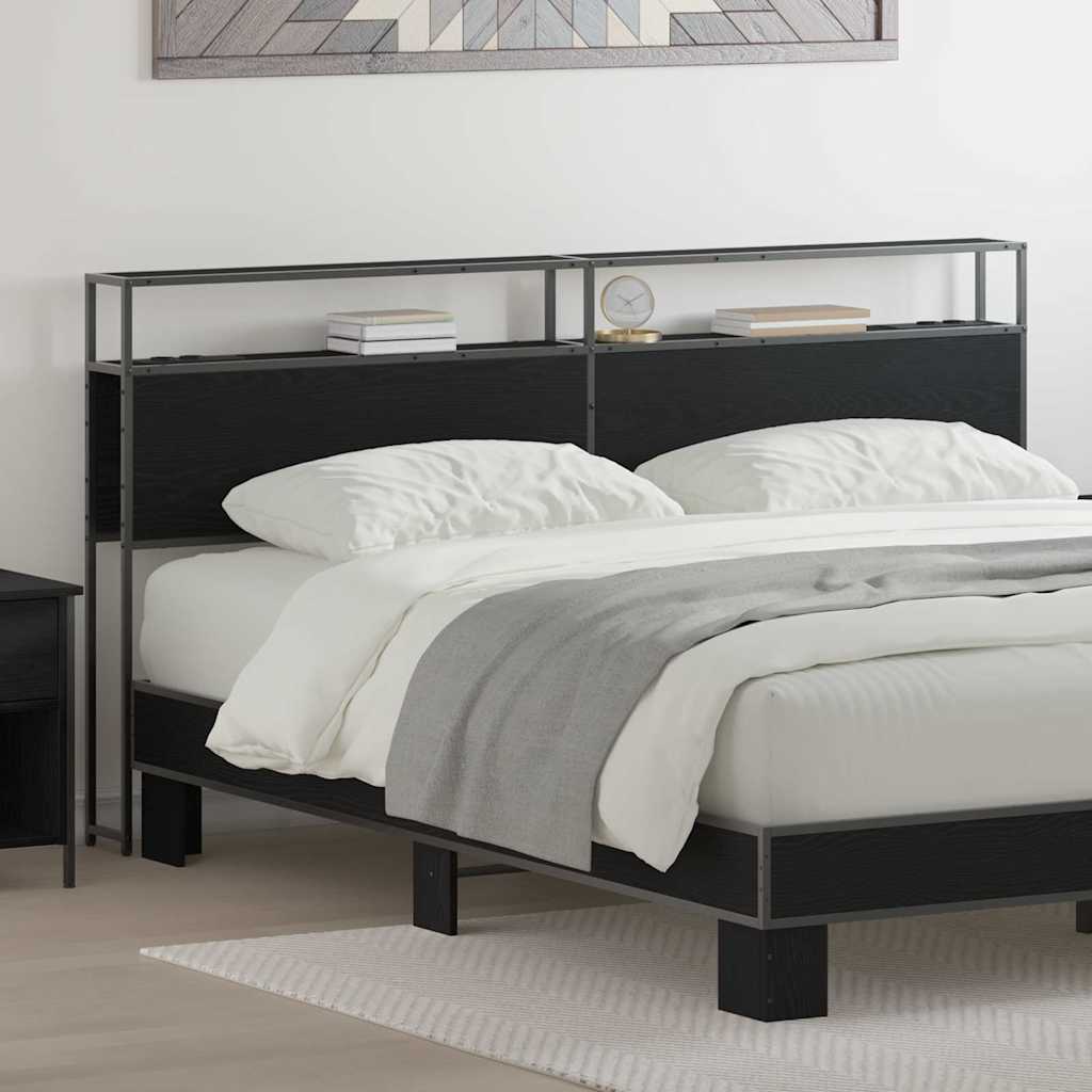 Hoiustamispeatoe riiuliga peaga Must tamm 180 cm Tehispuit