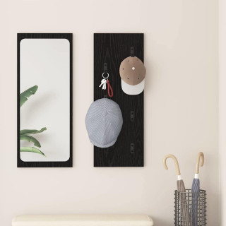 Seinale kinnitatav riidepuu Must tamm 30 x 1.5 x 80 cm