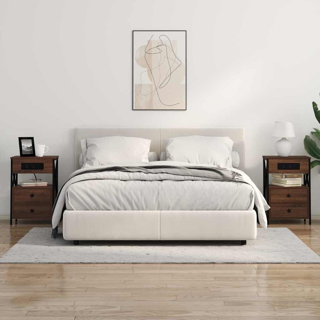 Öökapp laadimisjaamaga 2 pcs Pruun tamme 40 x 31 x 60 cm