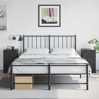 Тумбочки прикроватные 2 шт, черные, 34,5x39x62 см, сталь