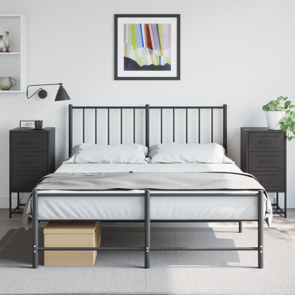 Прикроватные тумбочки 2 шт, черные, 36 x 39 x 78 см, сталь