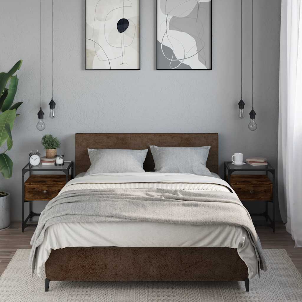 Прикроватные тумбочки 2 шт, дымчатый дуб, 40x40x55 см, искусственное дерево