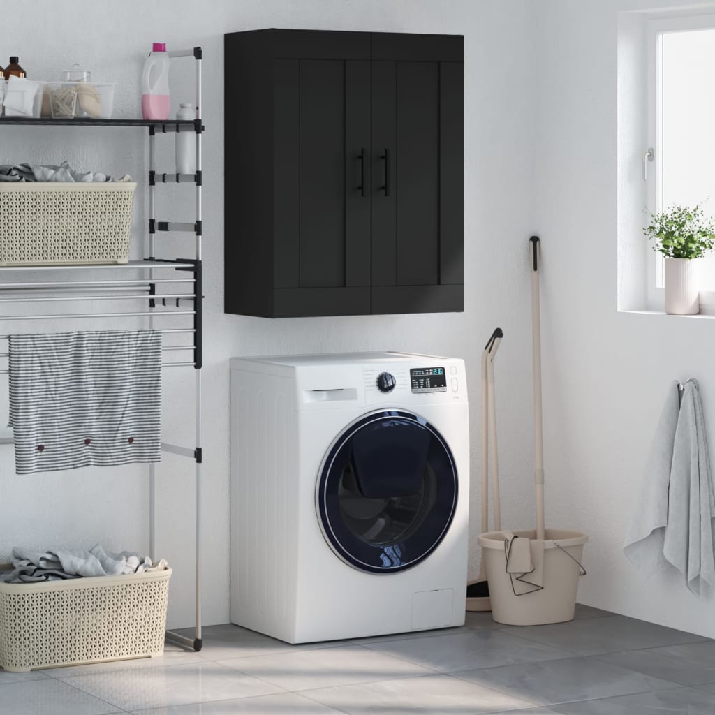 Настенный шкаф, черный, 69,5 x 34 x 90 см, искусственное дерево