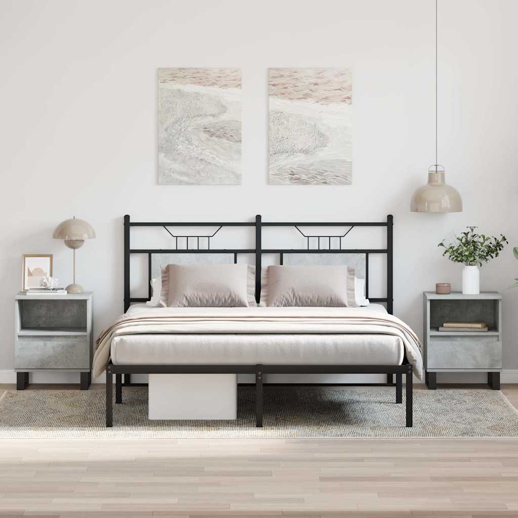 Тумбочки прикроватные 2 шт, бетонно-серые, 40 x 35 x 50 см, искусственное дерево