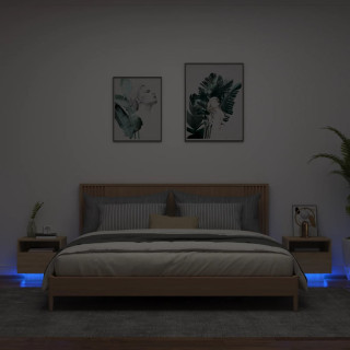 Прикроватные тумбочки с LED-подсветкой, 2 шт., дуб Сонома, 40 x 39 x 37 см