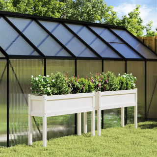 Деревянные ящики для растений с ножками, 2 шт, белые, сосна