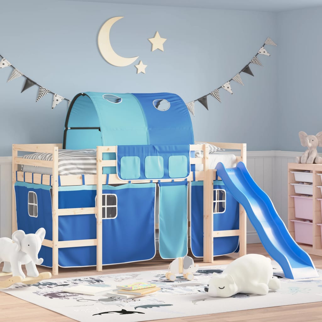 Kardinad ja tunnel kõrge voodi jaoks, sinine, polüester