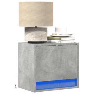 Прикроватные тумбочки настенные с LED подсветкой, 2 шт, бетонно-серый