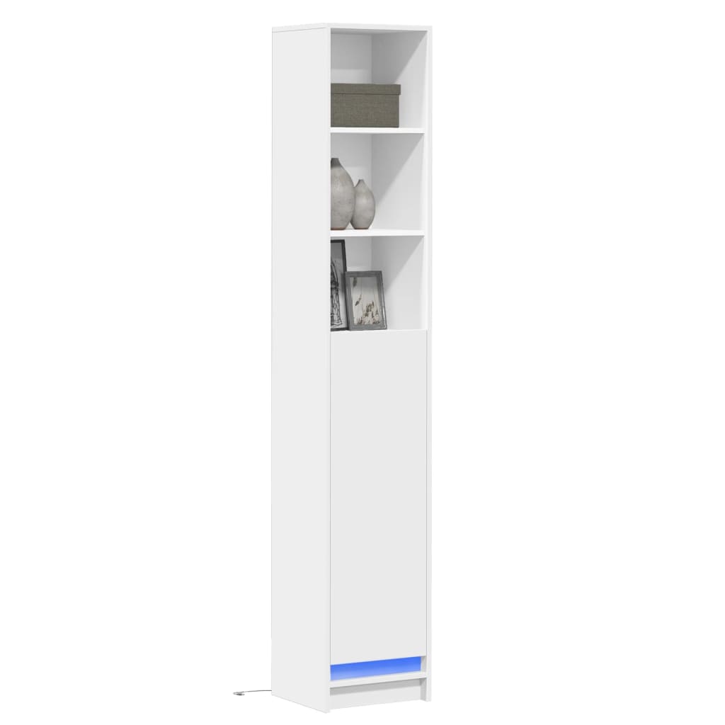 Буфет с LED-подсветкой, белый, 36x32,5x200 см, искусственное дерево