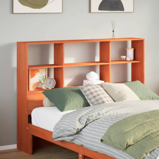 Изголовье с ящиком для хранения, коричневое восковое, 140 см, сосна