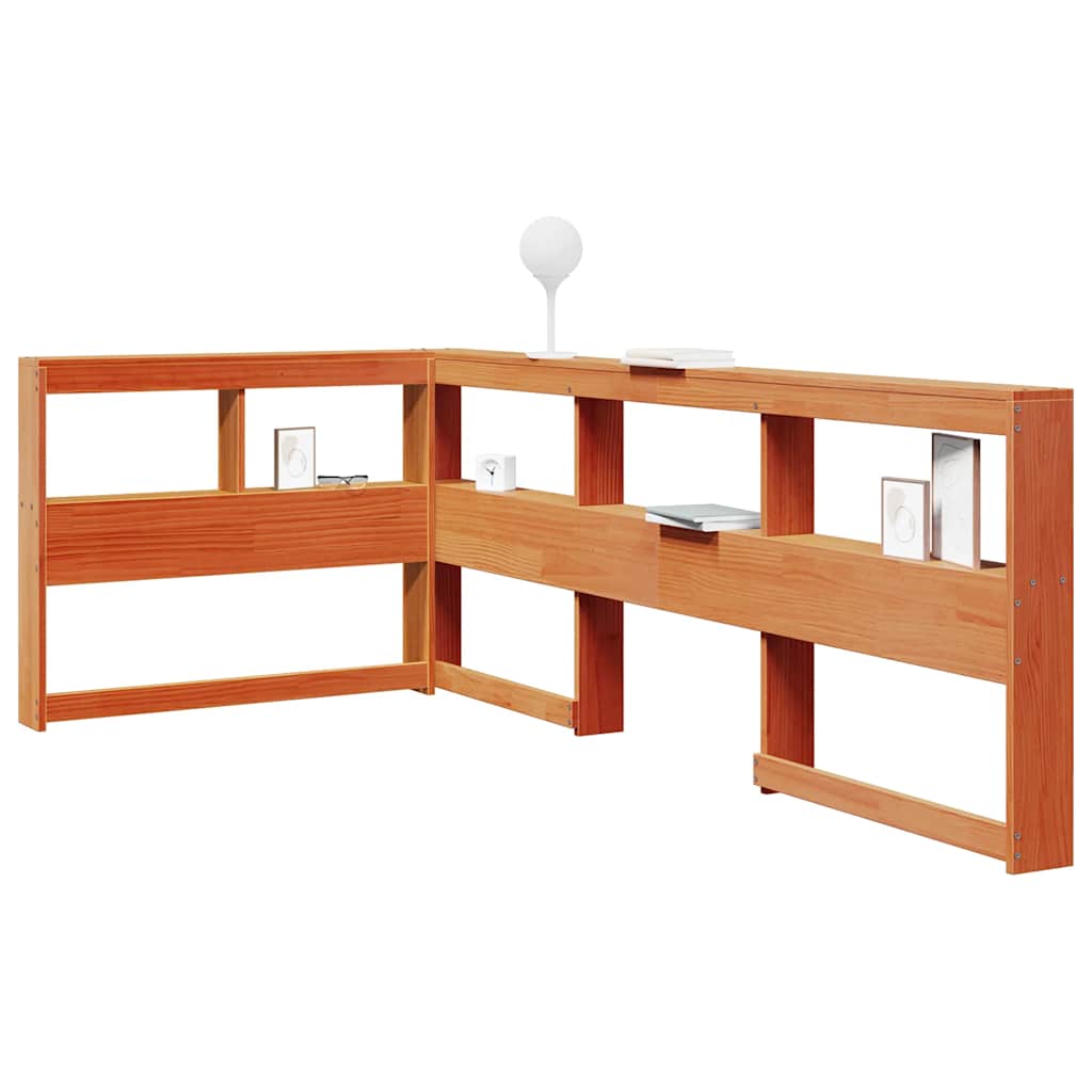 raamatukapi peatsi L-kujuline, vahapruun, 90 cm, männipuit