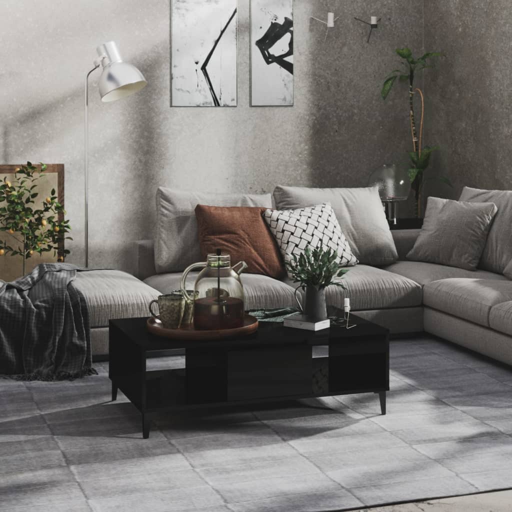 Журнальный столик, глянцевый черный, 103,5x60x35 см, искусственное дерево