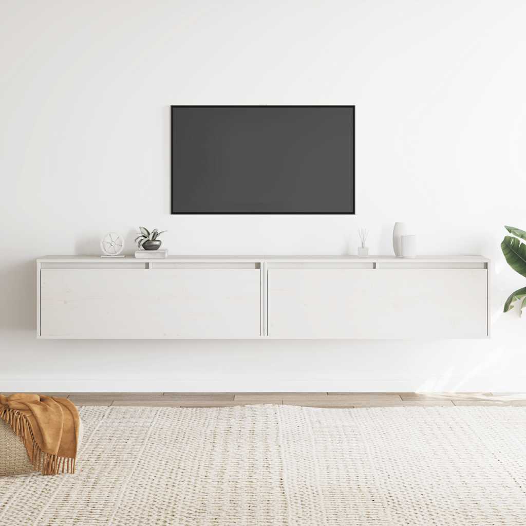 Настенные шкафы, 2 шт, белые, 100x30x35 см, сосна