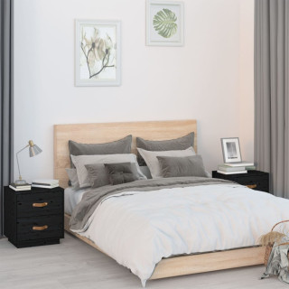 Комплект из 2 прикроватных тумбочек, черные, 40x34x45 см, массив сосны