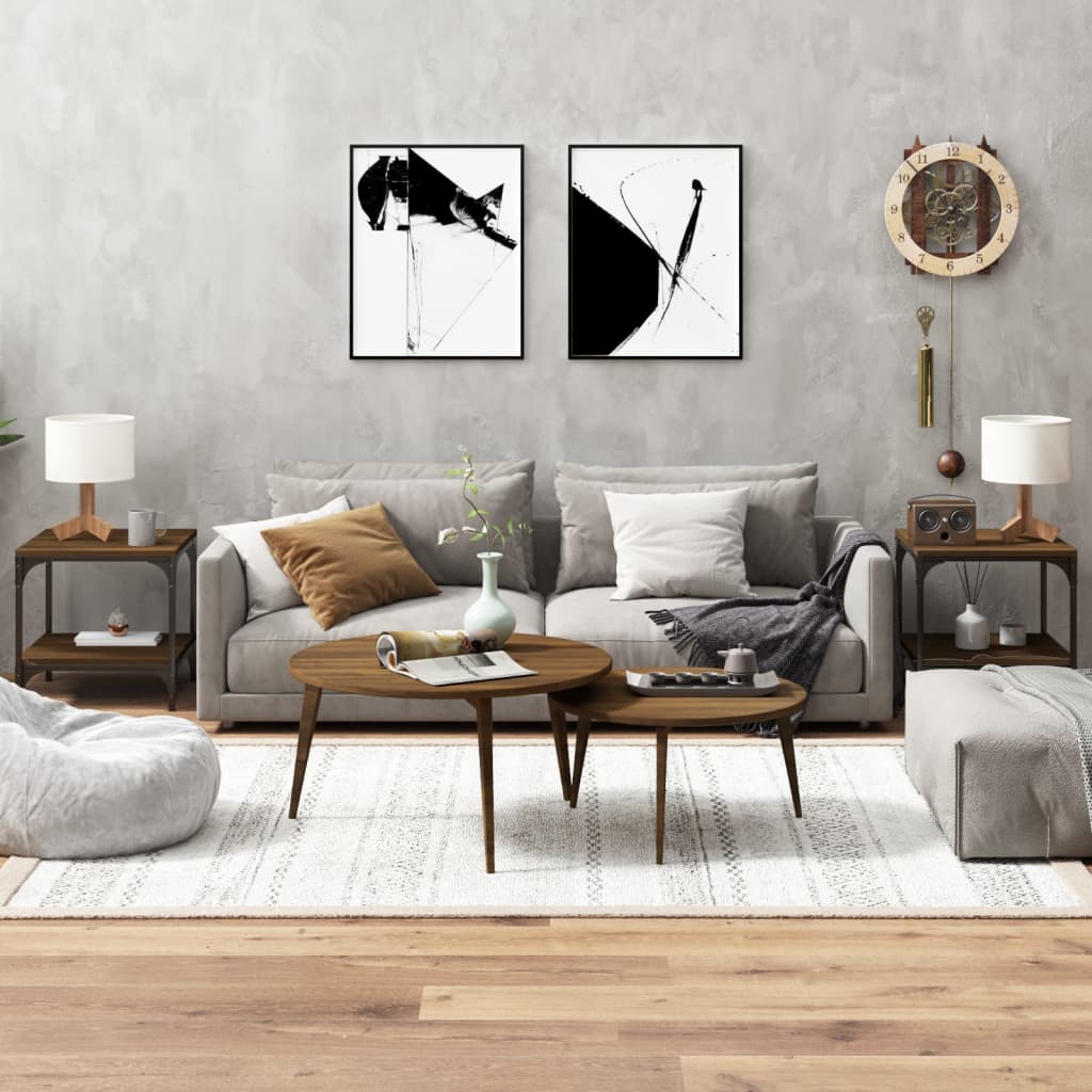 Приставные столики 2 шт, коричневый дуб, 40x40x40 см, искусственное дерево