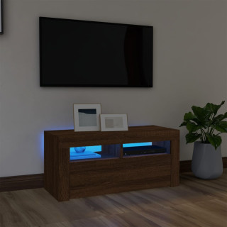 telerialus LED-tuledega, pruun tamm, 90 x 35 x 40 cm