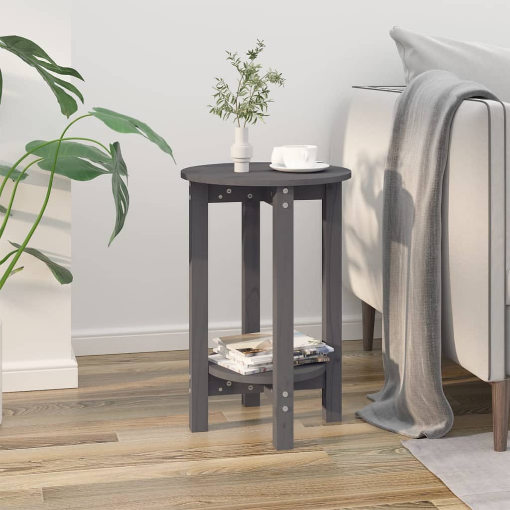 Журнальный столик, серый, Ø 40x60 см, сосна