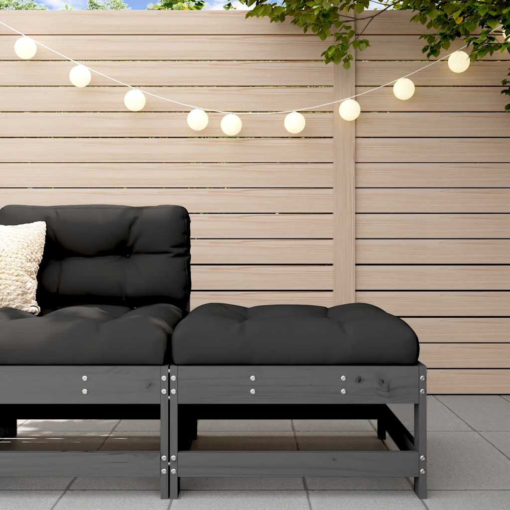 Садовая скамья для ног с подушкой, серая, сосна