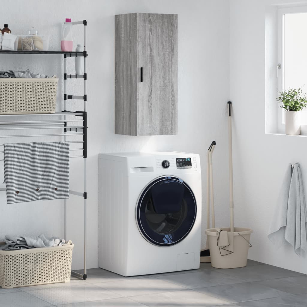 Настенный шкаф, серый дуб Сонома, 34,5 x 34 x 90 см