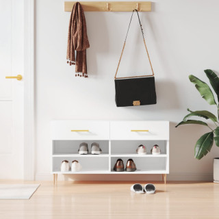 jalatsipink, kõrgläikega valge, 102 x 35 x 55 cm, tehispuit