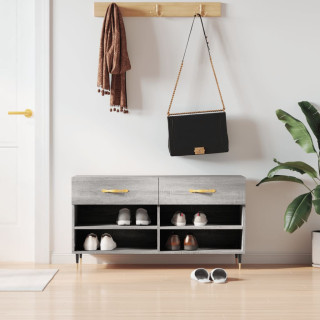 Банкетка для обуви, серый дуб Сонома, 102 x 35 x 55 см, искусственное дерево