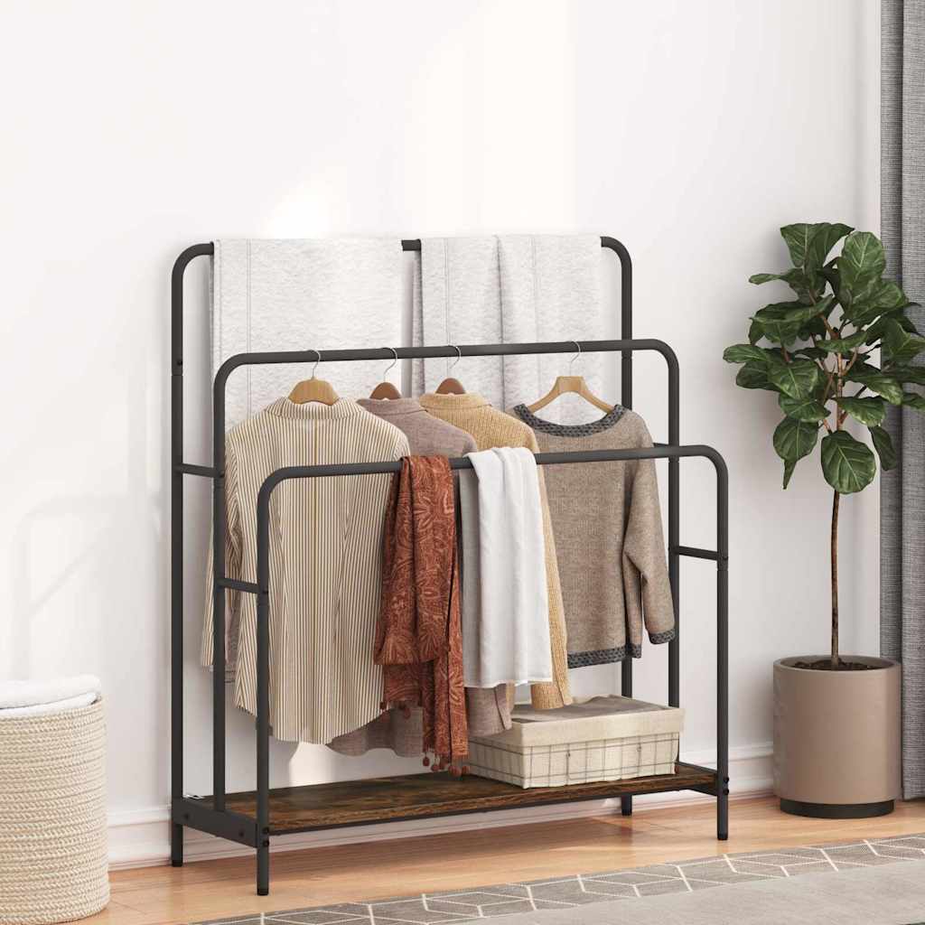 Riidepuu riiuliga Suitsutatud tamm 90 x 30 x 100.5 cm Tehispuit