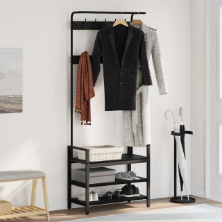 Riidepuu riiuliga Muu Must tamm 75 x 34 x 184 cm Tehispuit