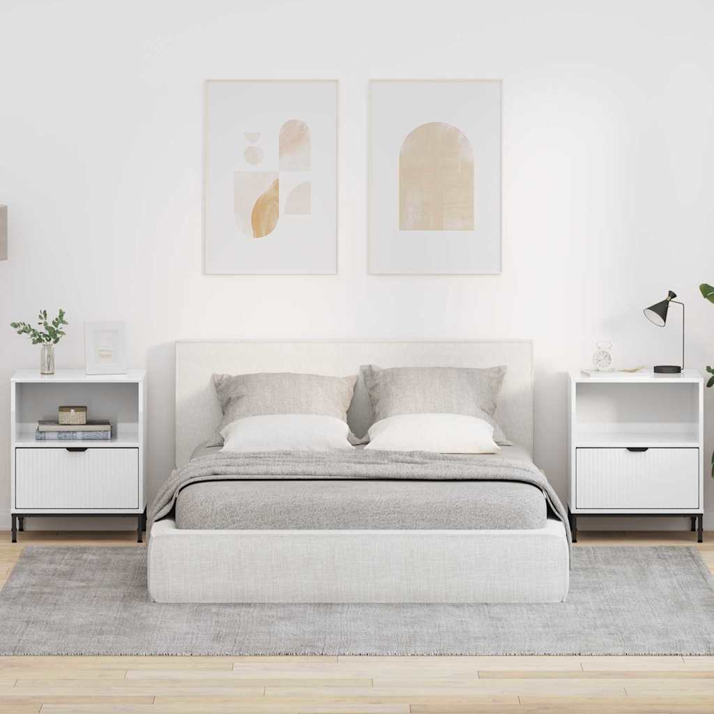 Öökapid 2 pcs Kõrgläikega valge 49 x 36 x 61 cm Tehispuit